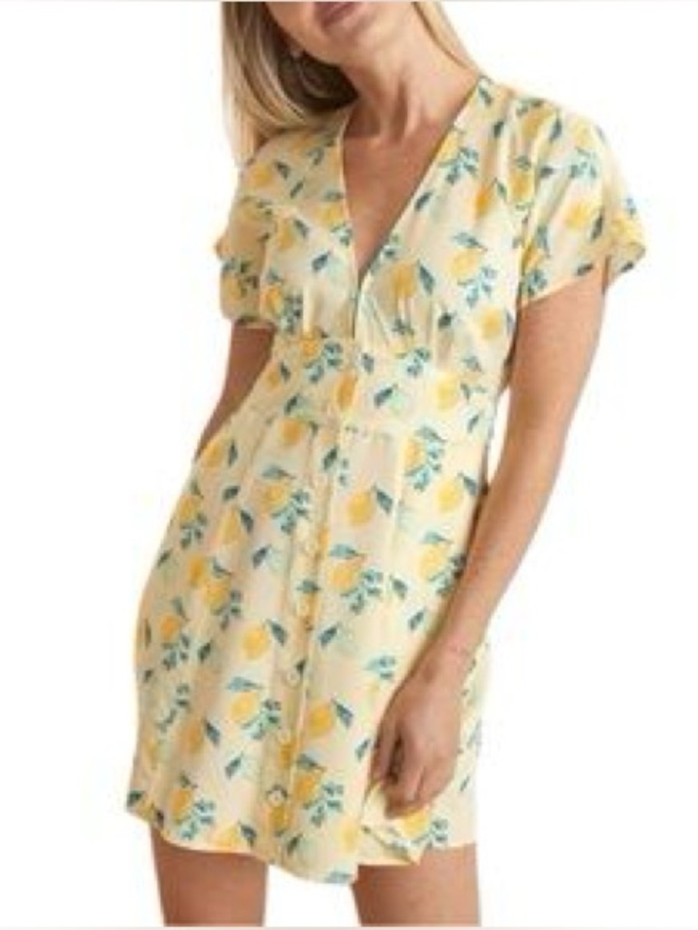 Marine Layer - Camila Lemon Project Button Down Short Sleeve Mini Dress Size Med